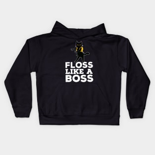 Black Cat FLOSS LIKE A BOSS Apparel Sticker Kids Hoodie